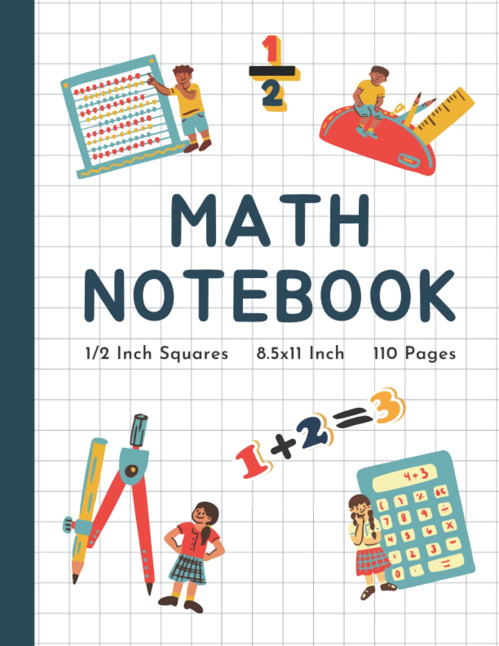 Math Notebook 1/2 Inch Squares - Sudoku Puzzle & Word Search Books